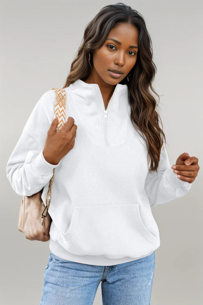 Quarter Zip Dropped Shoulder Sweatshirt