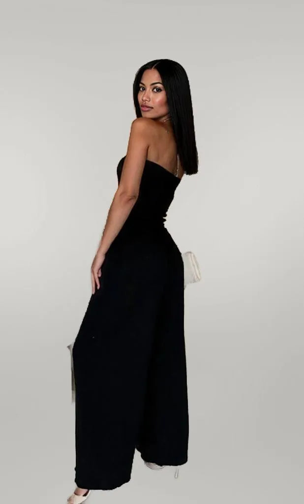 Smocked Tube Wide-Leg Jumpsuit