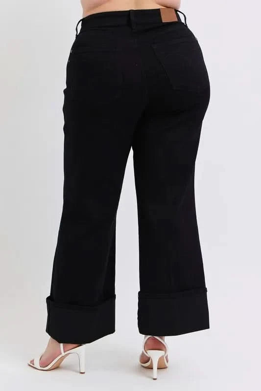 Judy Blue Full Size High Waist Reto Wide Leg W/ Cuff