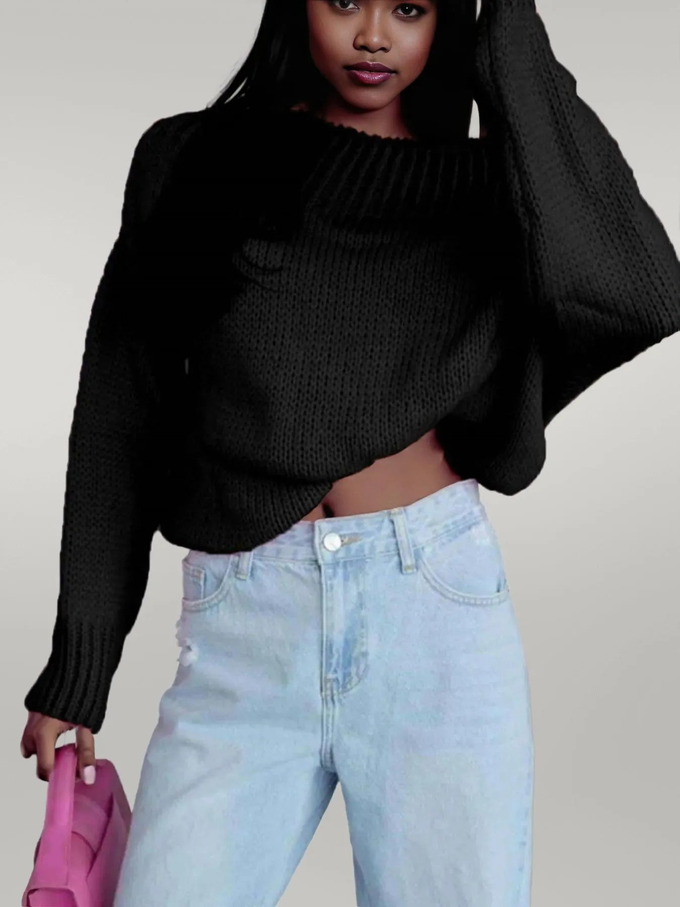 Boat Neck Drop Shoulder Sweater