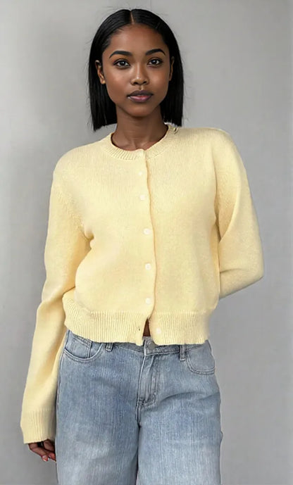 Button-Up Long Sleeve Knit Cardigan