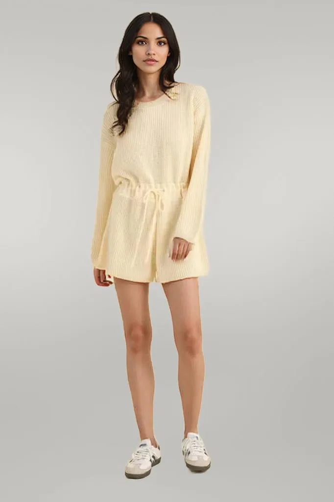 MABLE Round Neck Long Sleeve Sweater Romper