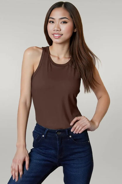 Basic Bae Full Size Round Neck Racerback Tank Chocolate