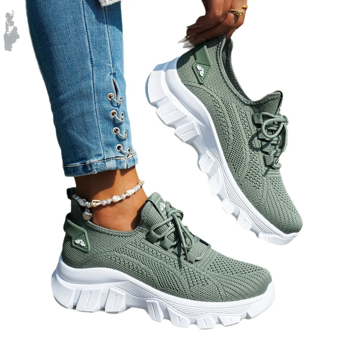 Mesh Lace Up Platform Athletic