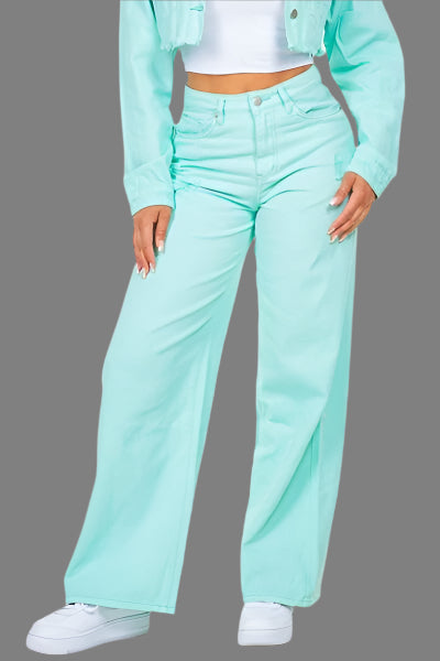 American Bazi High Waist Distressed Wide Leg Jeans