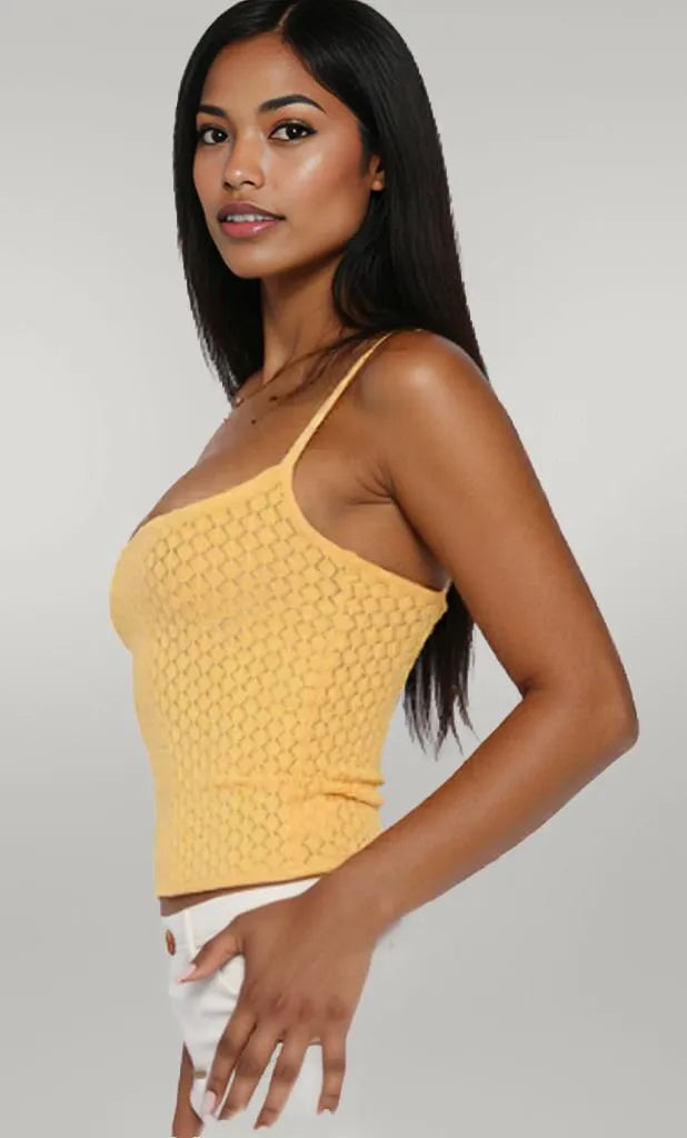 Lace Square Neck Cami Gold