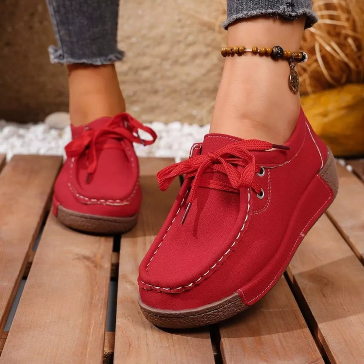 Round Toe Lace Up Sneakers