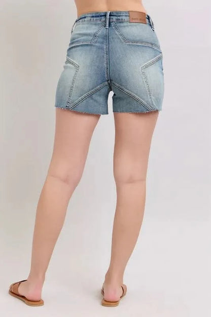 Judy Blue Full Size High Waist Star Seam Detail Denim Shorts