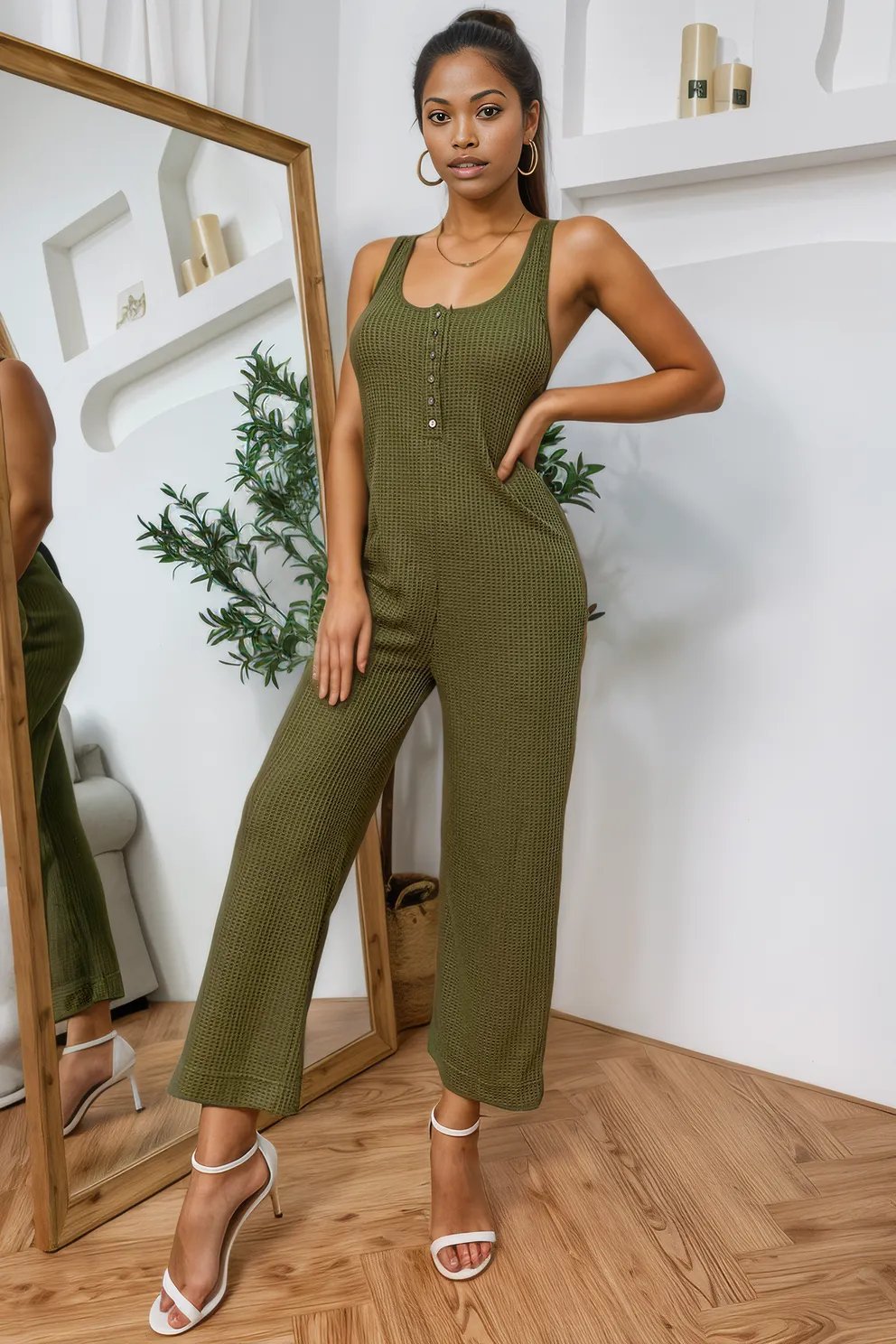 Sleeveless Straight Leg Jumpsuit