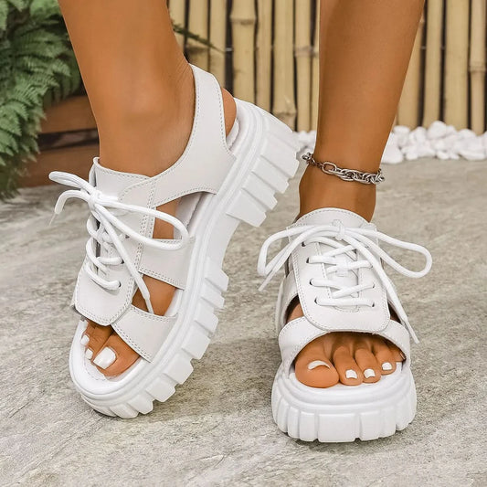 Open Toe Platform Sandals White