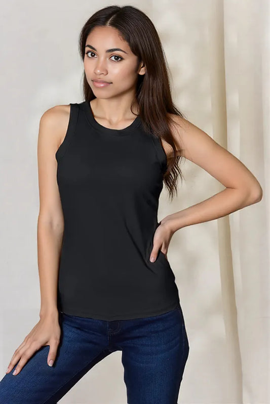 Basic Bae Full Size Round Neck Slim Tank Black