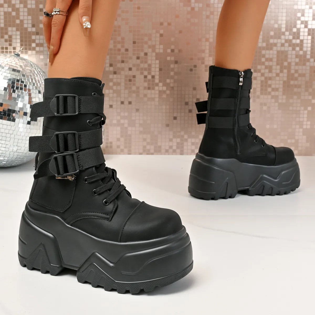 Round Toe Platform Boots