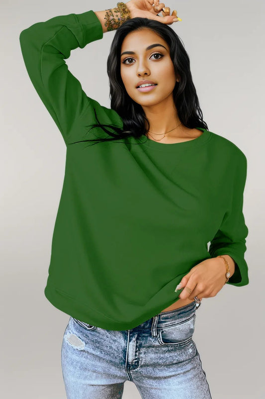 Round Neck Dropped Shoulder Sweatshirt