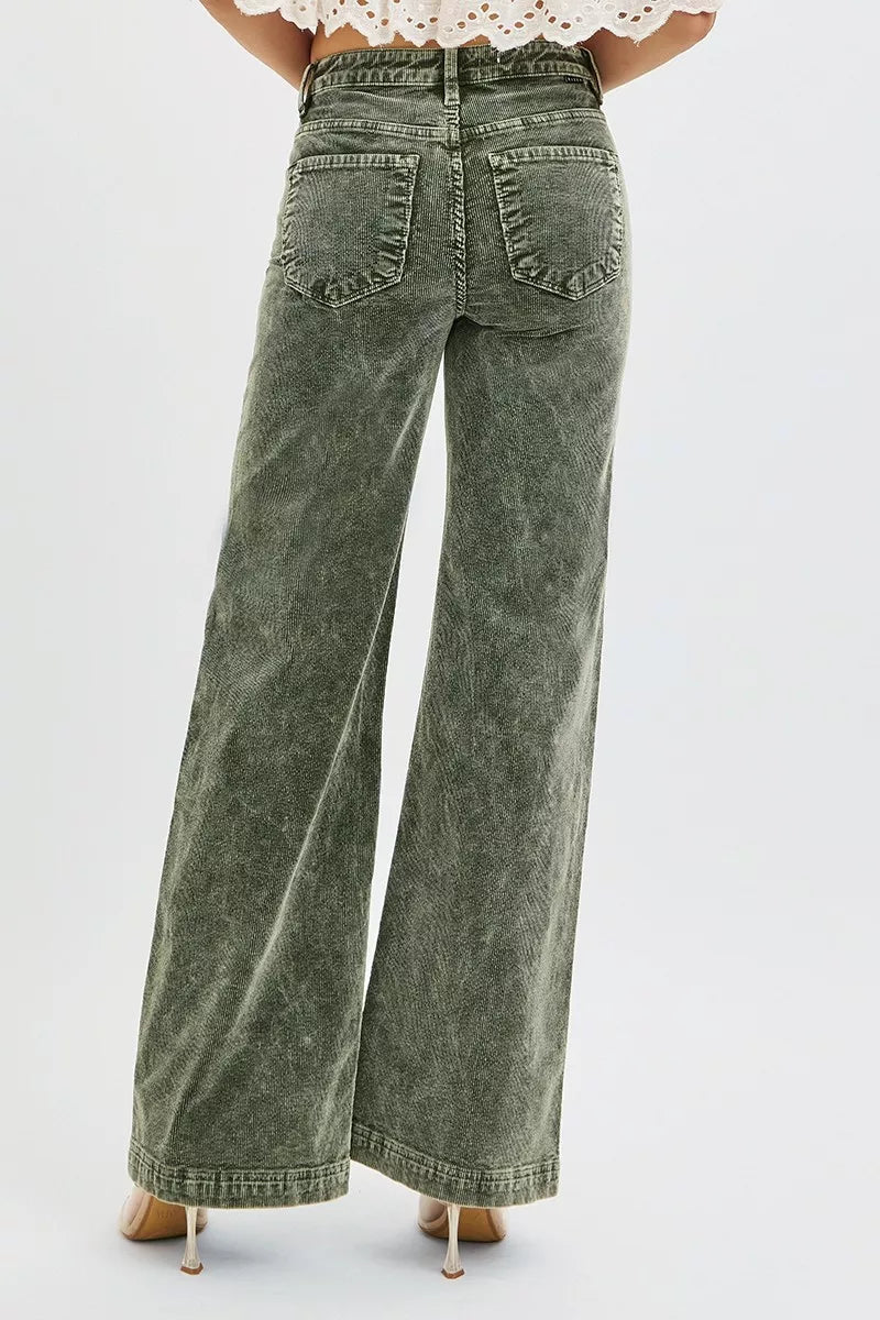 RISEN Full Size High Rise Wide Leg Corduroy Jeans