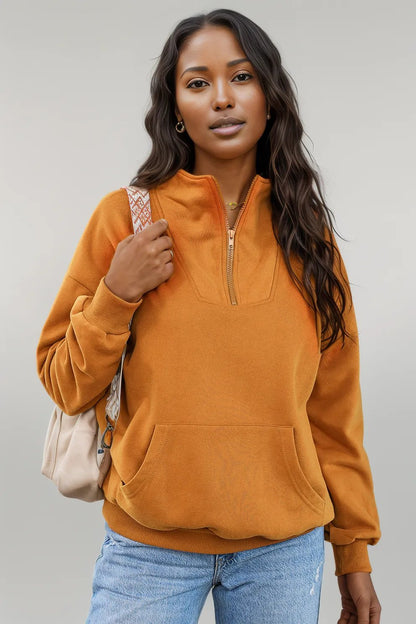 Quarter Zip Dropped Shoulder Sweatshirt