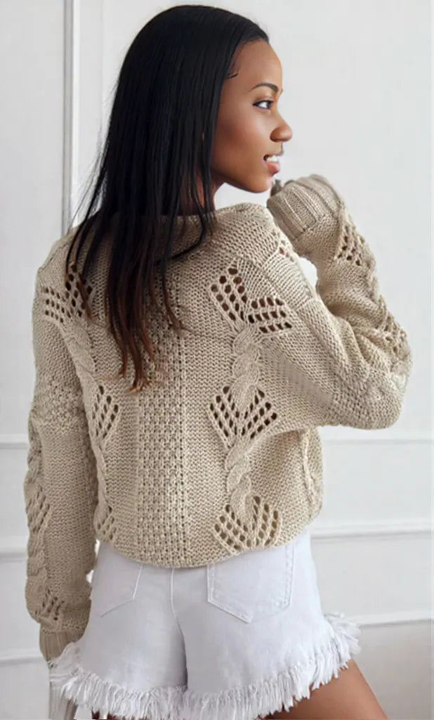Chunky Cropped Button-Up Sweater Cardigan