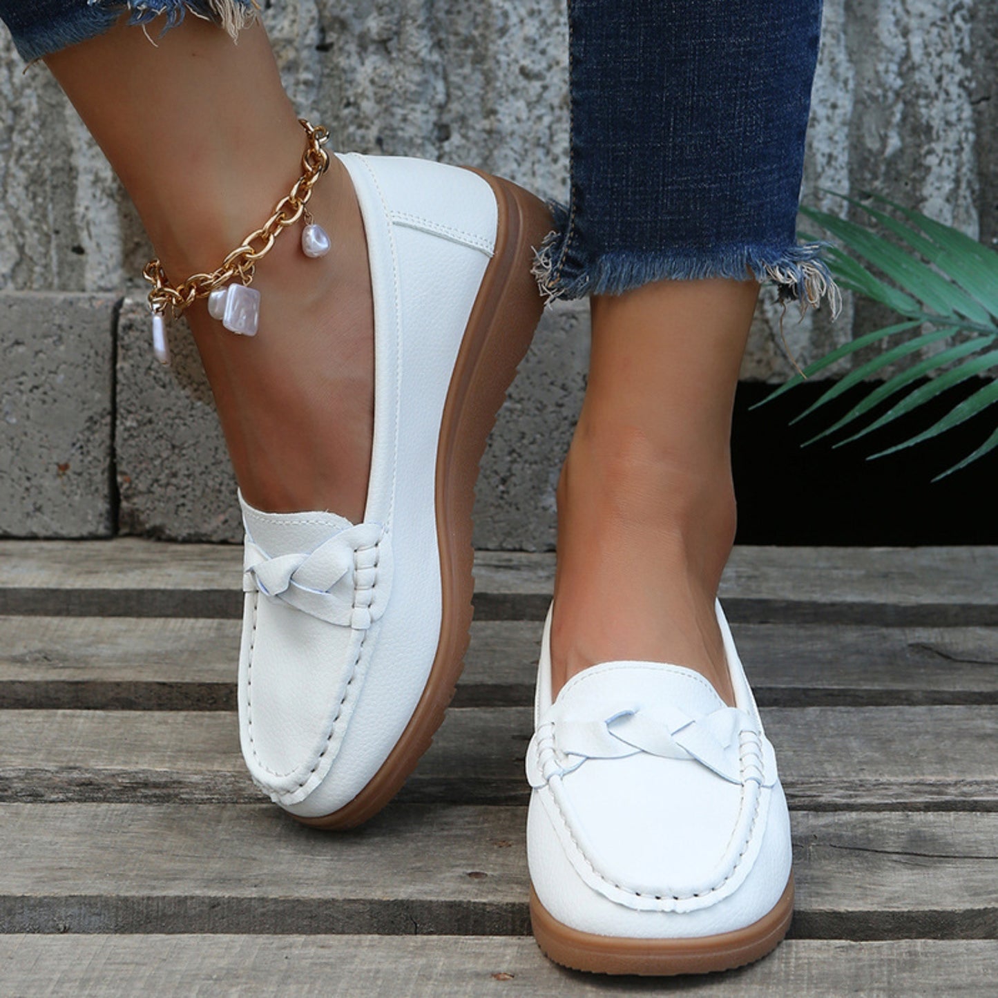 Weave Wedge Heeled Loafers - Shoes & Bags/Crossbody Bags - Trendsi - White - 43(US11) - 100500950715446