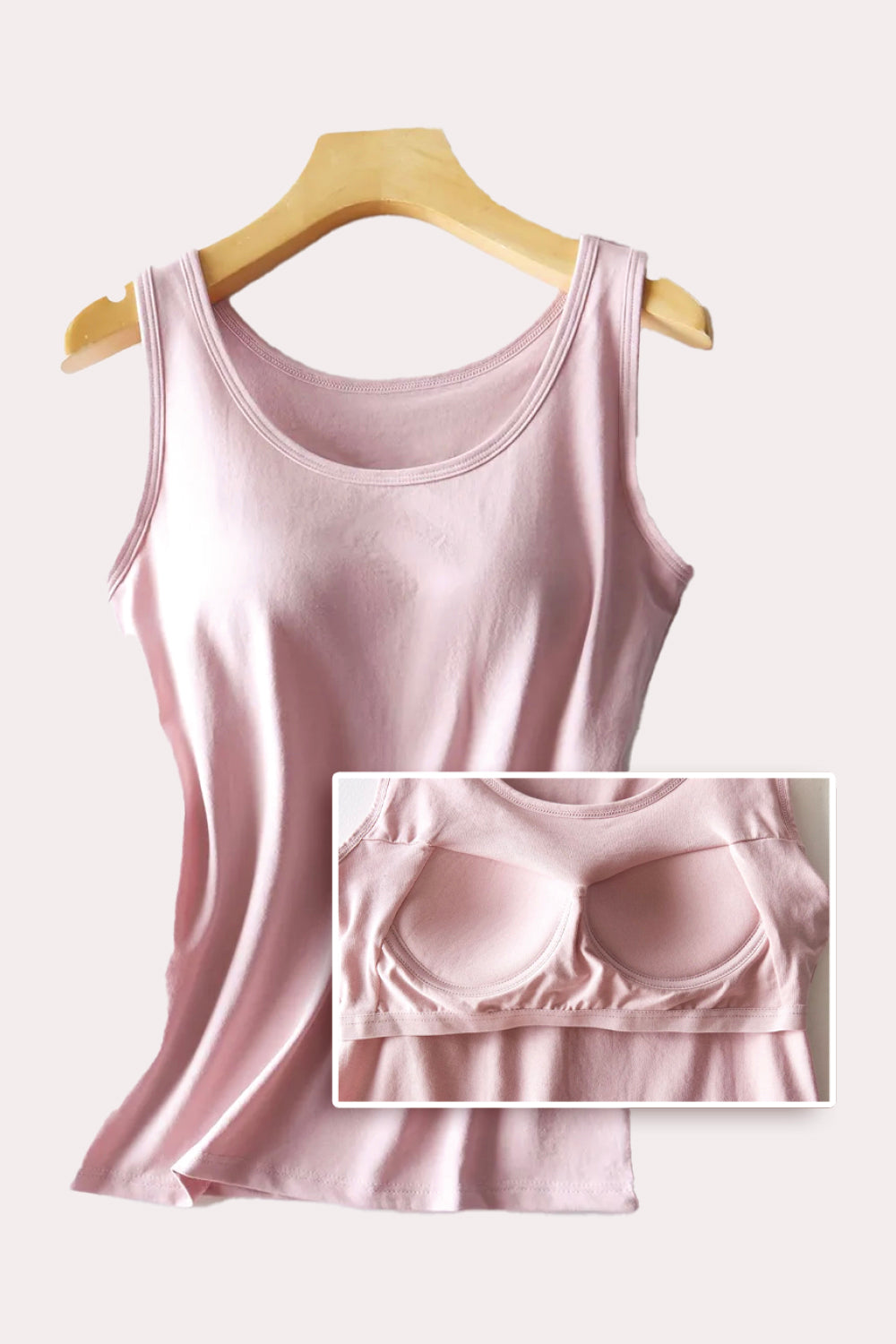 Round Neck Tank with Bra Pale Blush