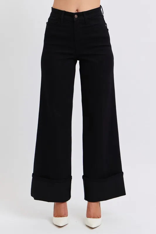 Judy Blue Full Size High Waist Reto Wide Leg W/ Cuff