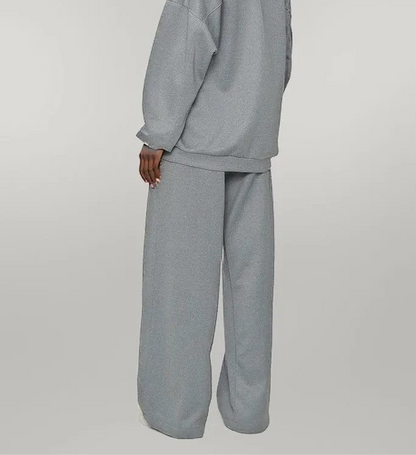 Wide Leg Tracksuit with Oversized Ribbed Sweatshirt: Effortless Chic, Ultimate Comfort