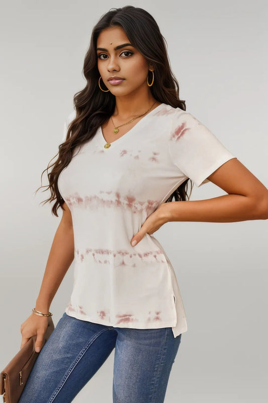 Tie-Dye V-Neck Short Sleeve T-Shirt