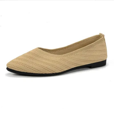 Mesh Point Toe Solid Color Slip-Ons