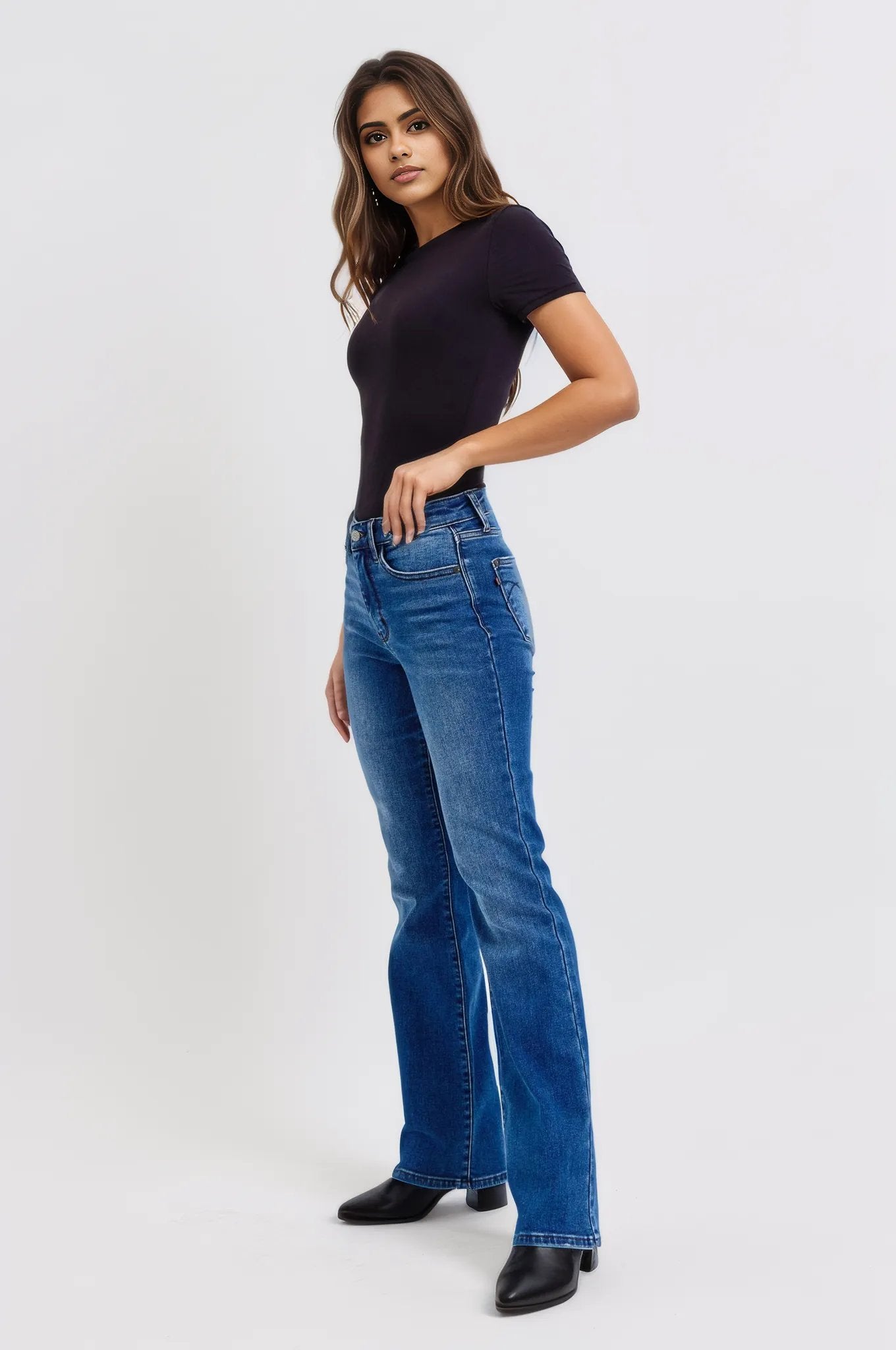 Judy Blue Full Size Run Mid-Rise Bootcut Jeans with Thermal Lining