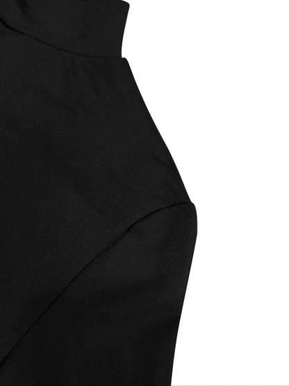 Backless Long Sleeve Cropped Mock Neck T-Shirt