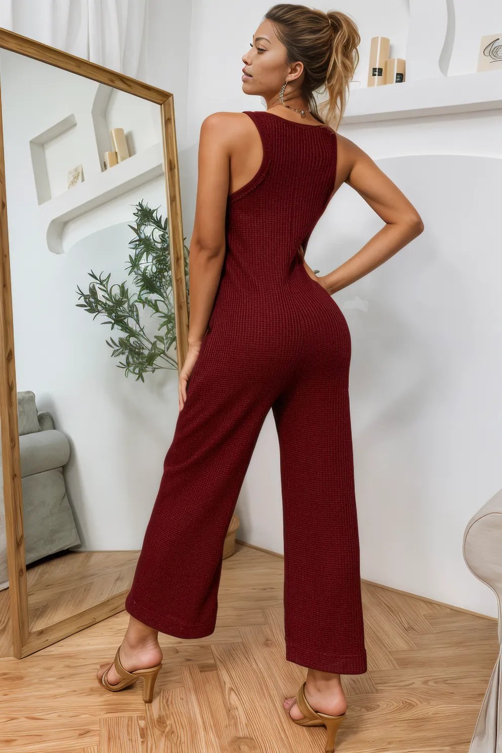 Sleeveless Straight Leg Jumpsuit