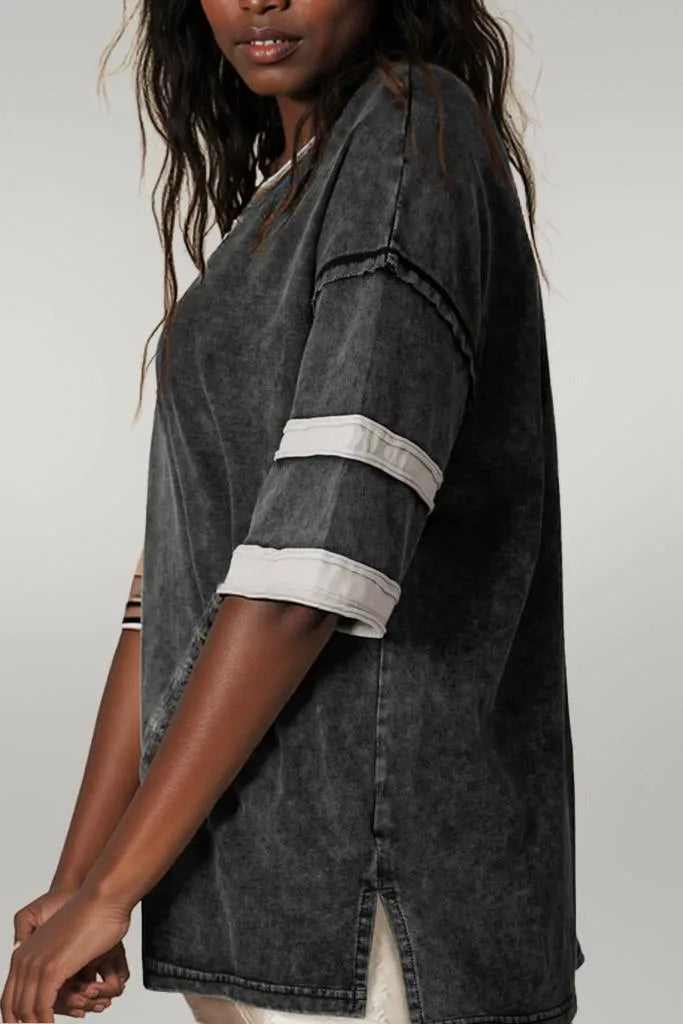 Contrast Round Neck Half Sleeve T-Shirt