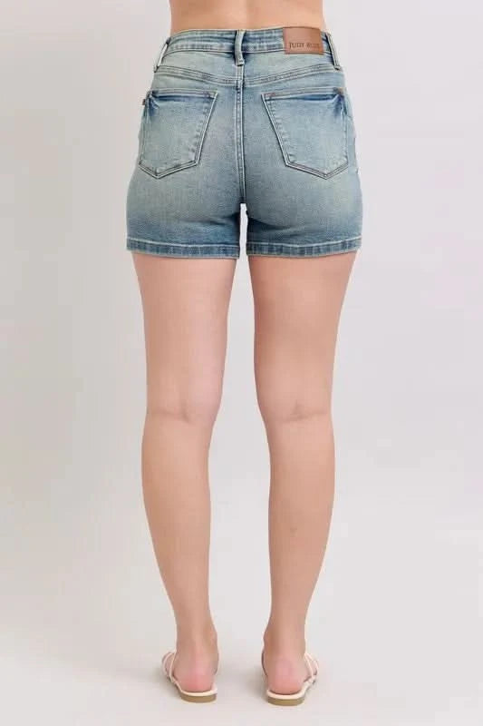 Judy Blue Full Size V-Front Vintage Wash Shorts