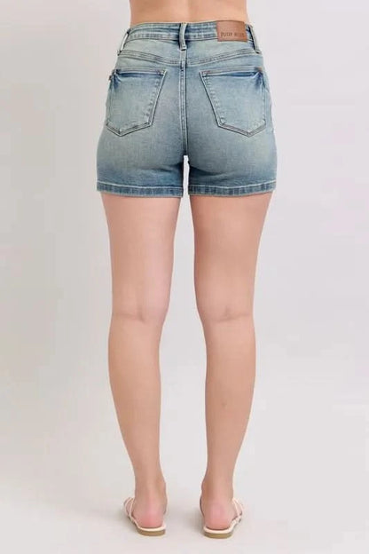 Judy Blue Full Size V-Front Vintage Wash Shorts
