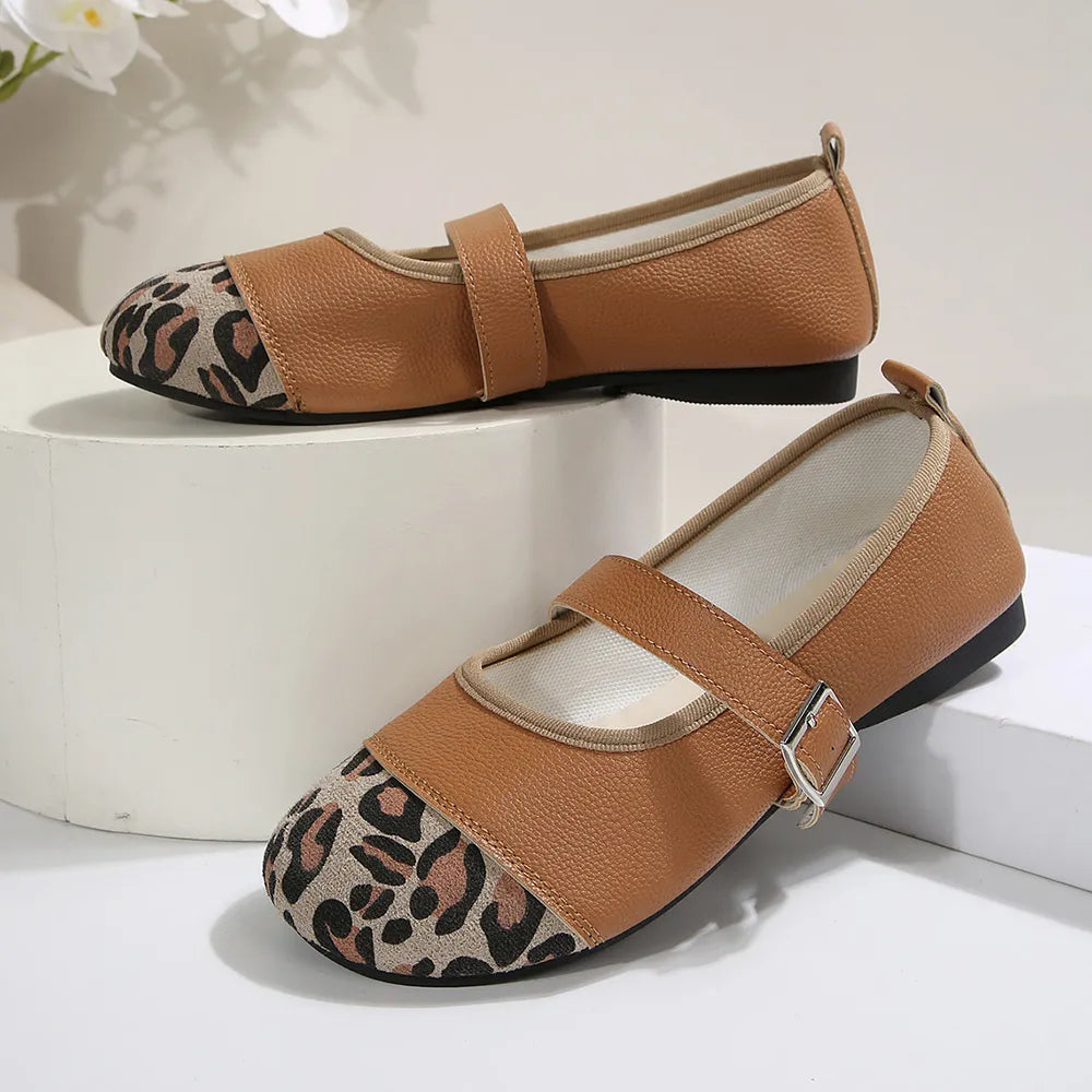 Ballet Round Toe Flats Loafers Brown