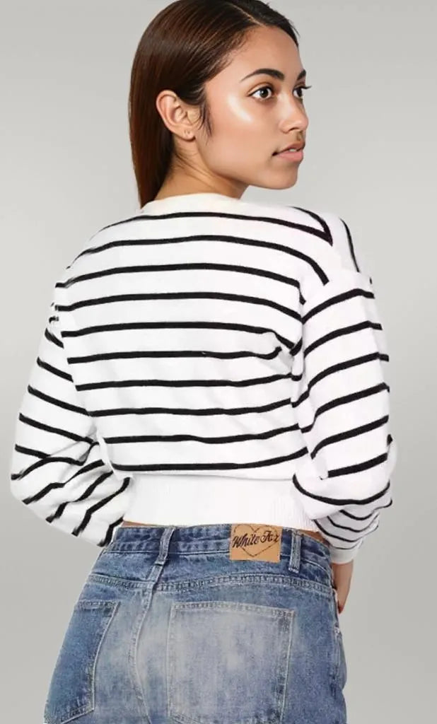 Striped Button Up Cardigan
