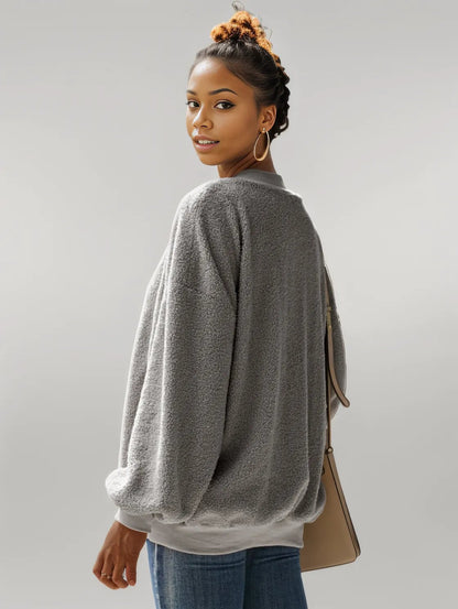 Ivy Lane Mock Neck Dropped Shoulder Sweatshirt