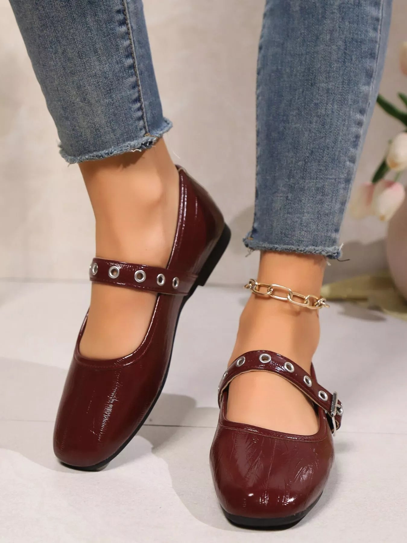 Round Toe Mary Jane Loafers