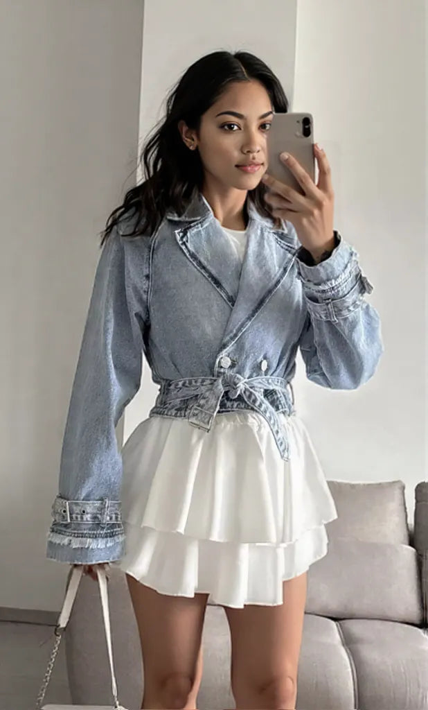 Long Sleeve Crop Denim Jacket