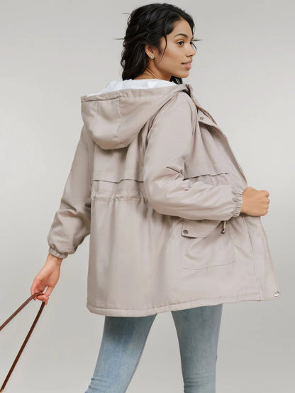 Drawstring Long Sleeve Hooded Jacket