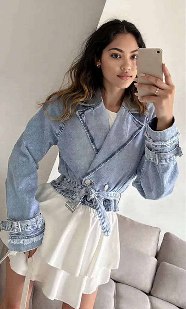 Long Sleeve Crop Denim Jacket