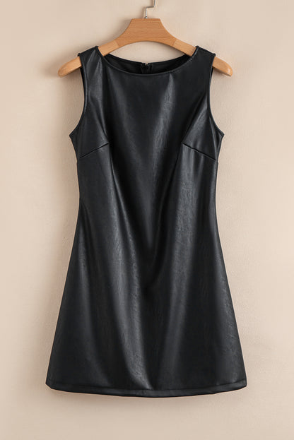 Wild Ginger Vegan Leather Sleeveless Mini Dress