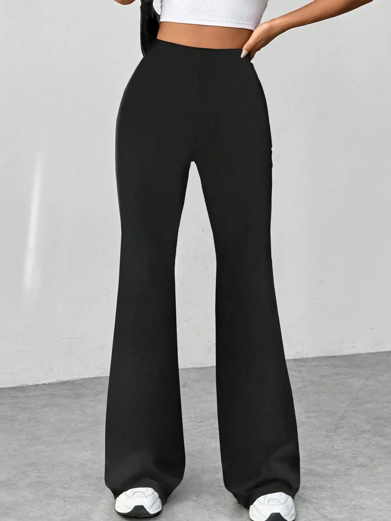 High Waisted Flare Pants Black