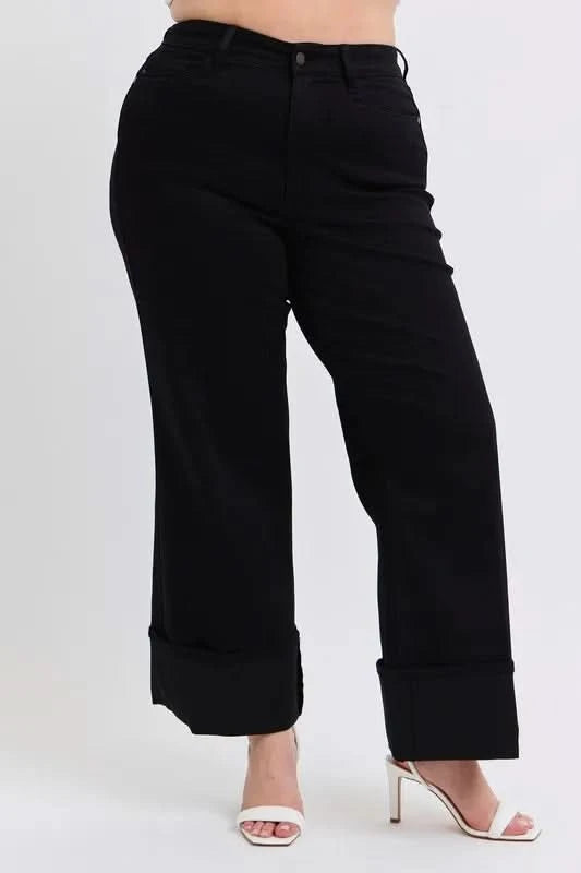 Judy Blue Full Size High Waist Reto Wide Leg W/ Cuff