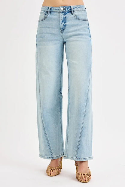RISEN Full Size Mid Rise Fit Barrel Jeans