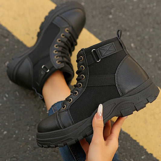 Dodgy Round-Toe Lace-Up Boots
