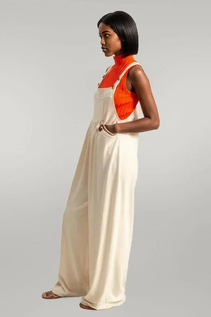 HYFVE Pleated Detail Front Pocket Wide Strap Overalls