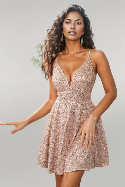 Sequin Spaghetti Strap Dress