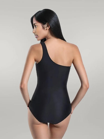 One Shoulder Polka Dot One-Piece Swimwear