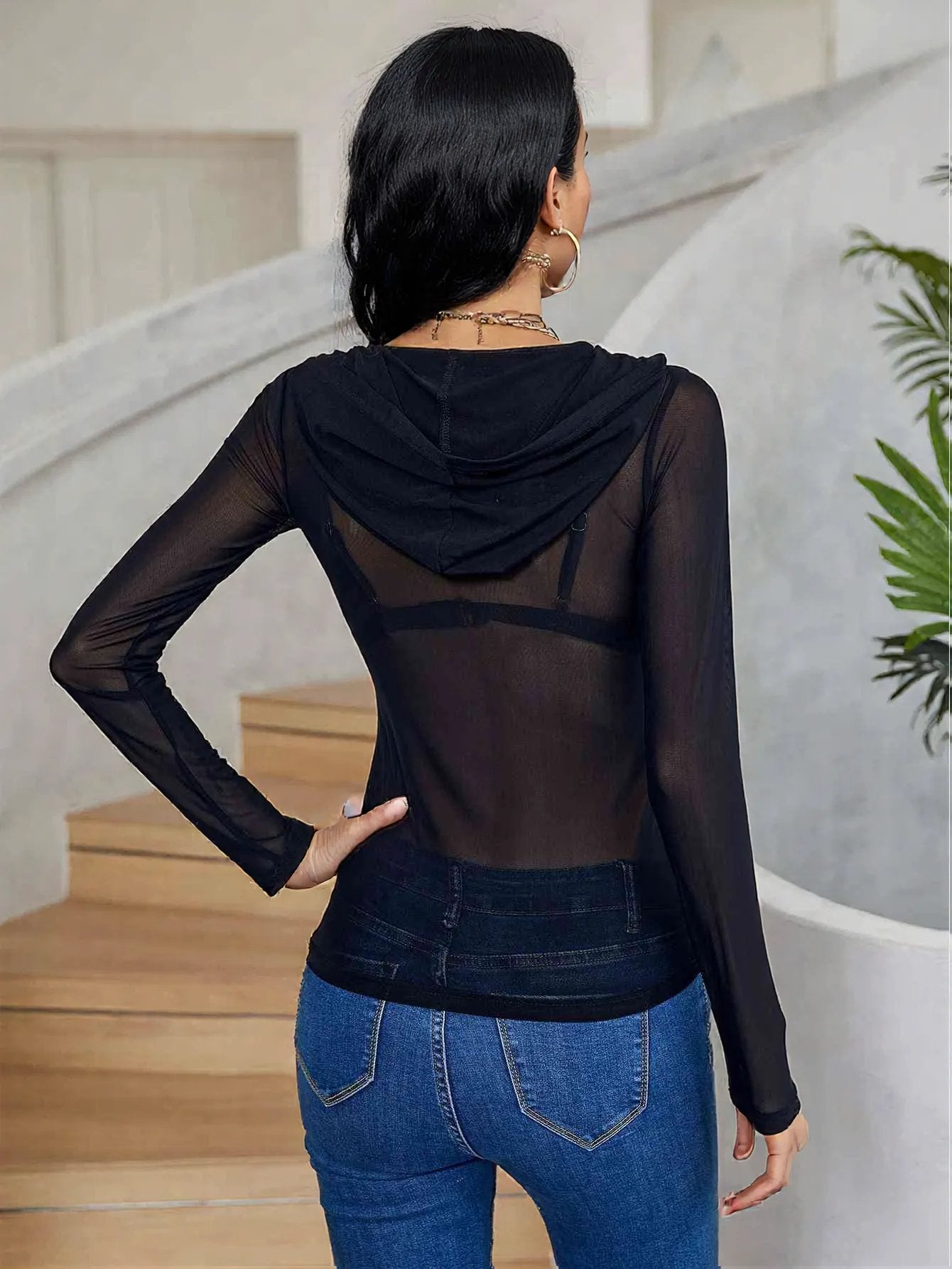 Half-Zip Long Sleeve Hooded Top