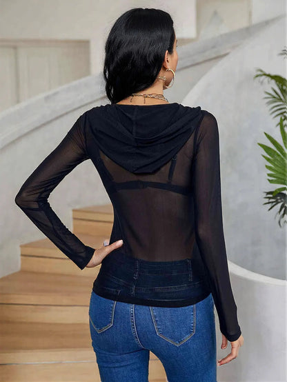 Half-Zip Long Sleeve Hooded Top