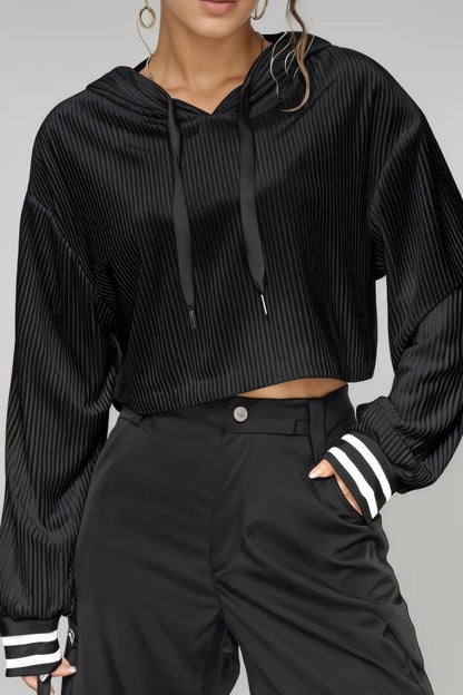 Drawstring Drop Shoulder Long Sleeve Hoodie